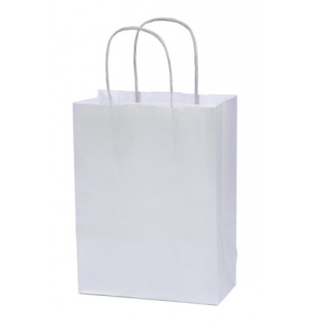Bolsas de papel con asa rizada blancas