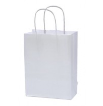 Bolsas de papel con asa rizada blancas