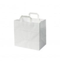 Bolsas de papel blanca con asa plana