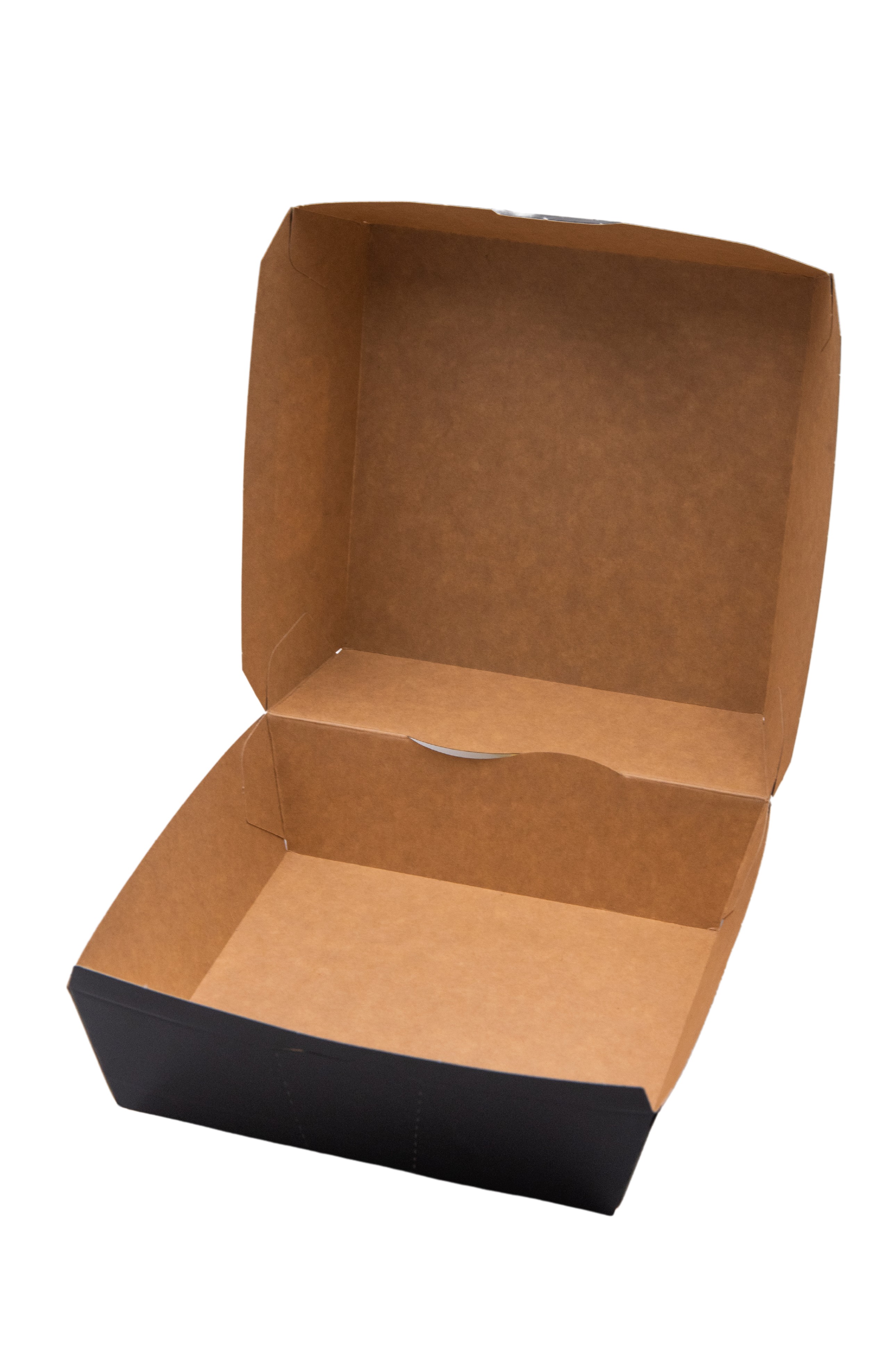 CAJAS DE CARTON NEGRO KRAFT PARA HAMBURGUESAS PEQUEÑAS