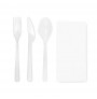 Set 4/1 Lean blanco reutilizable Tenedor + Cuchillo + Cuchara + Servilleta