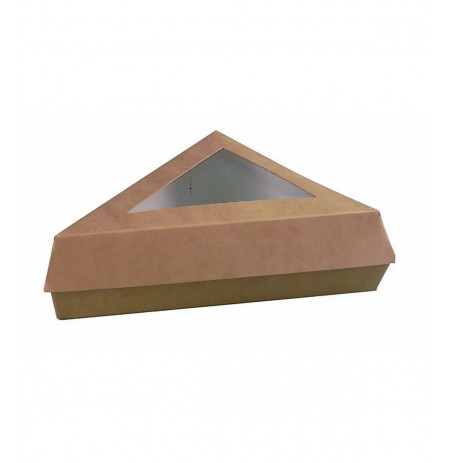 Caja triángulo kraft con ventana 155x130x45mm
